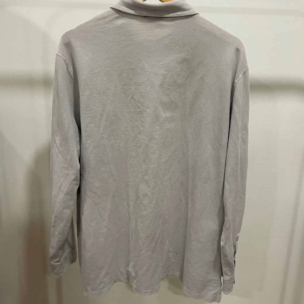 Polo Ralph Lauren Mens Polo Shirt‎ XXL Featherweight Mesh Light Grey Long Sleeve